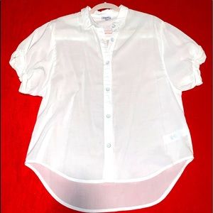 Ballon short sleeve button blouse